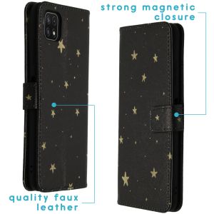 iMoshion Design Softcase Bookcase Galaxy A22 (5G) - Stars Gold