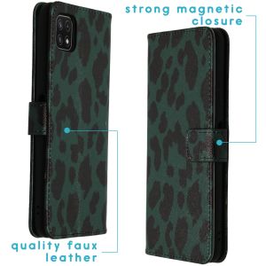 iMoshion Design Softcase Bookcase Galaxy A22 (5G) - Green Leopard
