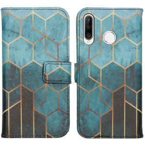 iMoshion Design Softcase Bookcase Huawei P30 Lite - Green Honeycomb