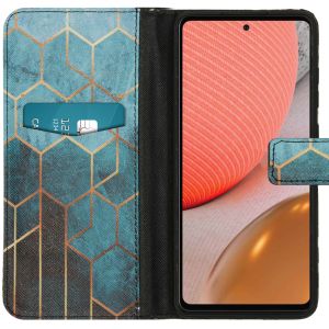 iMoshion Design Softcase Bookcase Galaxy A72 - Green Honeycomb