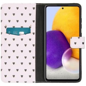iMoshion Design Softcase Bookcase Galaxy A72 - Hearts Allover White