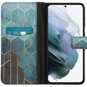 iMoshion Design Softcase Bookcase Galaxy S21 - Green Honeycomb