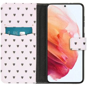 iMoshion Design Softcase Bookcase Galaxy S21 - Hearts Allover White