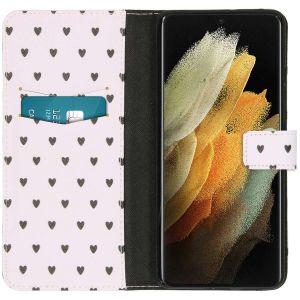 iMoshion Design Softcase Bookcase Galaxy S21 Ultra - Hearts Allover