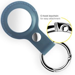 Accezz Genuine Leather Keychain Case Apple AirTag - Blauw