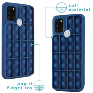 iMoshion Pop It Fidget Toy - Pop It hoesje Galaxy A21s - Donkerblauw