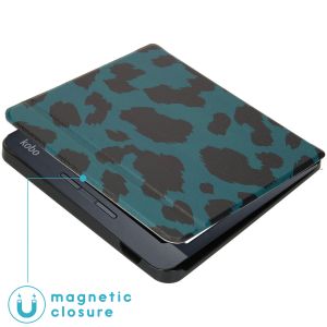 iMoshion Design Slim Hard Case Bookcase Kobo Libra H2O -Green Leopard