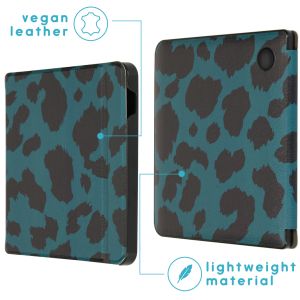 iMoshion Design Slim Hard Case Bookcase Kobo Libra H2O -Green Leopard