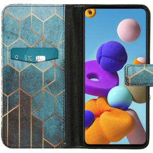 iMoshion Design Softcase Bookcase Galaxy A21s - Green Honeycomb