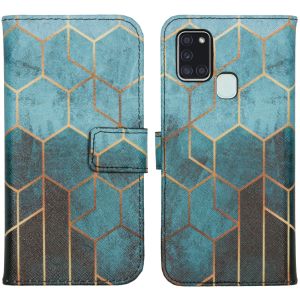 iMoshion Design Softcase Bookcase Galaxy A21s - Green Honeycomb