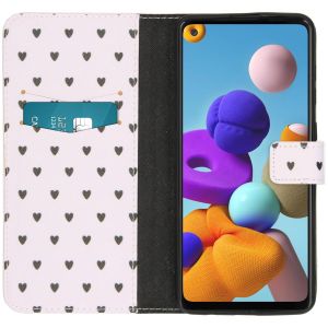 iMoshion Design Softcase Bookcase Galaxy A21s - Hearts Allover White