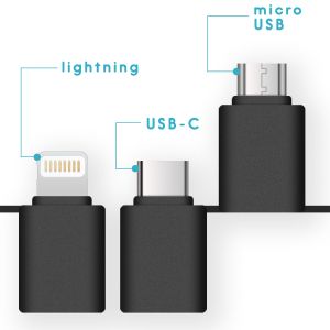 iMoshion 3-in-1 smartphone ventilator Lightning, USB-C & Micro-USB - Zwart