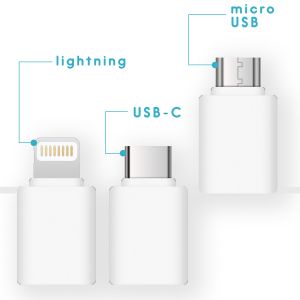 iMoshion 3-in-1 smartphone ventilator Lightning, USB-C & Micro-USB - Wit
