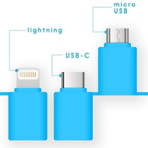 iMoshion 3-in-1 smartphone ventilator Lightning, USB-C & Micro-USB - Blauw
