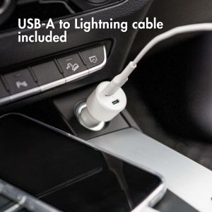 Accezz Car Charger met Lightning naar USB kabel - Autolader - MFi certificering - 20 Watt - 1 meter - Wit