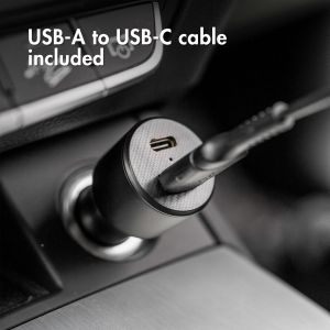 Accezz Car Charger met USB-C naar USB kabel - Autolader - 20 Watt - 1 meter - Zwart
