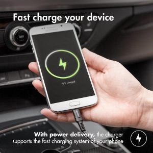 Accezz Car Charger met Micro-USB naar USB kabel - Autolader - 20 Watt - 1 meter - Zwart