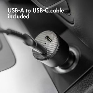 iMoshion Car Charger met USB-C naar USB kabel - Autolader - Gevlochten textiel - 20 Watt - 1,5 meter - Zwart