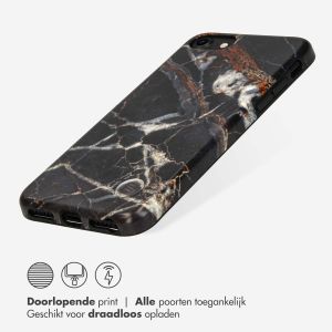 Selencia Aurora Fashion Backcover iPhone SE (2022 / 2020) / 8 / 7 - Duurzaam hoesje - 100% gerecycled - Zwart Marmer