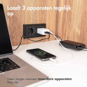 Accezz Power Pro GaN Ultra Fast Wall Charger - Oplader 2x USB-C & USB aansluiting - Snellader - Power Delivery - 65W - Wit