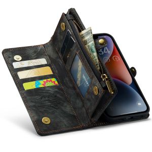 CaseMe Luxe Lederen 2 in 1 Portemonnee Bookcase iPhone 14 - Zwart