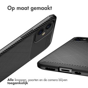 iMoshion Carbon Softcase Backcover iPhone 12 Mini - Zwart