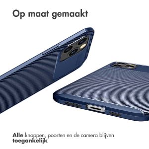 iMoshion Carbon Softcase Backcover iPhone 12 (Pro) - Blauw