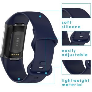 iMoshion Siliconen bandje Fitbit Charge 5 / Charge 6 - Maat L - Donkerblauw