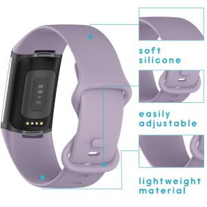 iMoshion Siliconen bandje Fitbit Charge 5 / Charge 6 - Maat L - Lavendel