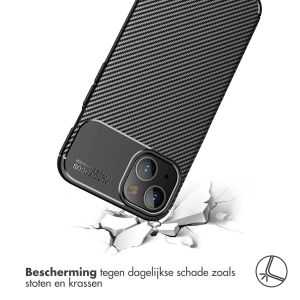 iMoshion Carbon Softcase Backcover iPhone 13 - Zwart