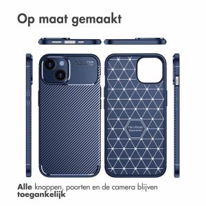 iMoshion Carbon Softcase Backcover iPhone 14 - Blauw