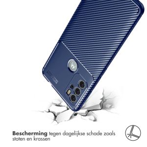 iMoshion Carbon Softcase Backcover Motorola Moto G60s - Blauw