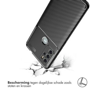 iMoshion Carbon Softcase Backcover Motorola Moto G60s - Zwart