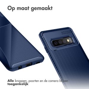 iMoshion Carbon Softcase Backcover Samsung Galaxy S10 - Blauw