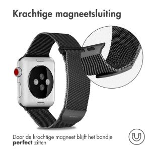 iMoshion Milanees magnetisch bandje Apple Watch Series 1-9 / SE - 38/40/41 mm - Maat M - Zwart