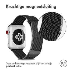 iMoshion Milanees magnetisch bandje Apple Watch Series 1-9 / SE / Ultra (2) - 42/44/45/49 mm - Maat S - Zwart