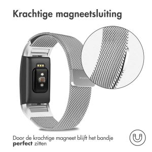 iMoshion Milanees magnetisch bandje Fitbit Charge 2 - Maat S - Zilver