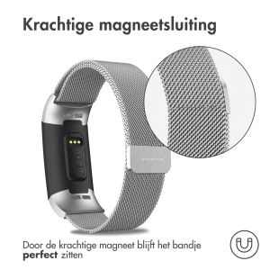 iMoshion Milanees magnetisch bandje Fitbit Charge 3 / 4 - Maat M - Zilver