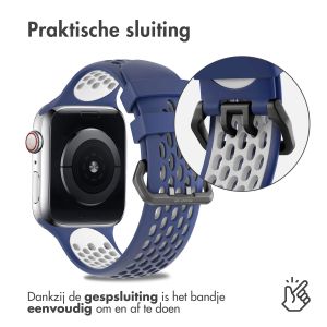 iMoshion Siliconen sport bandje gesp Apple Watch Series 1-9 / SE - 38/40/41mm - Donkerblauw / Wit