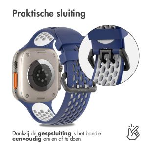 iMoshion Siliconen sport bandje gesp Apple Watch Series 1-9 / SE / Ultra (2) - 42/44/45/49 mm - Donkerblauw / Wit