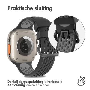 iMoshion Siliconen sport bandje gesp Apple Watch Series 1-9 / SE / Ultra (2) - 42/44/45/49 mm - Zwart / Grijs