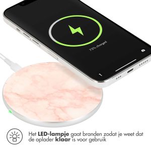iMoshion Design wireless charger - Fast Charge draadloze oplader 10W - Pink Stone Marble