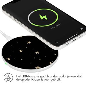 iMoshion Design wireless charger - Fast Charge draadloze oplader 10W - Black Gold Stars