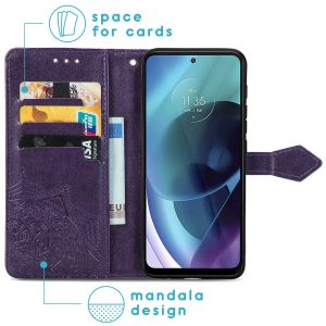 iMoshion Mandala Bookcase Motorola Moto G71 - Paars