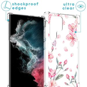 iMoshion Design hoesje met koord Samsung Galaxy S22 Ultra - Bloem - Roze