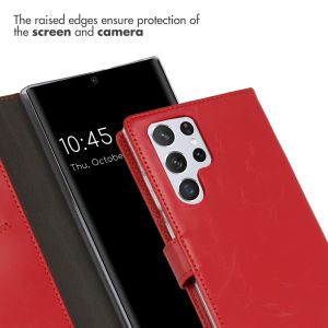 Selencia Echt Lederen Bookcase Samsung Galaxy S22 Ultra - Rood