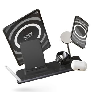 Zens Draadloos oplaadstation 4-in-1 - Aluminium Serie - MagSafe + Apple Watch + USB-C - Zwart