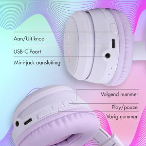 iMoshion Kids LED Light Cat Ear Bluetooth Headphones - Kinder koptelefoon - Draadloze koptelefoon + AUX kabel - Lichtpaars