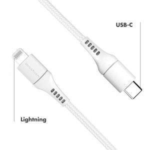 iMoshion Lightning naar USB-C kabel - Non-MFi - Gevlochten textiel - 1 meter - Wit
