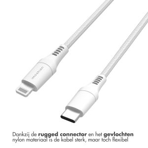 iMoshion Lightning naar USB-C kabel - Non-MFi - Gevlochten textiel - 2 meter - Wit